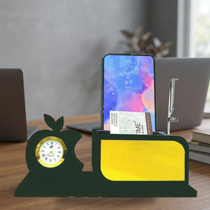 Desktop <b>Phone</b> Holder <b>Stand</b> with Clock Pen Holder Table Riser for Office <b>Desk</b> Corporate Gift - Product Image 3