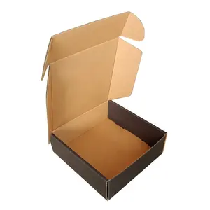 Professional custom logo black E-flute corrugated paper shipping carton folding box cosmetic gift online shipping corrugated box