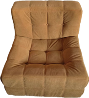 Fauteuil Cloudsyne en velours côtelé gaufré, crème, avec mousse compressée, réglable, écologique, design moderne, mobilier de salon