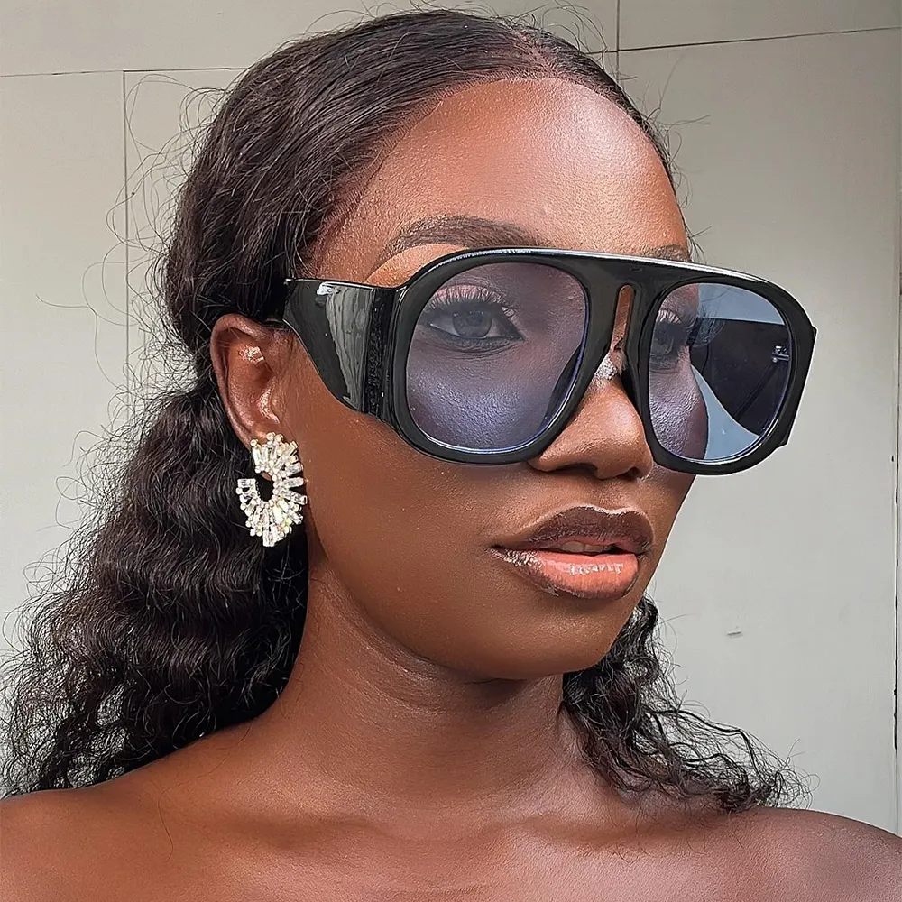 Vintage Big Round Women Sunglasses 2024 Brown Gradient Oversized Sun Glasses Female Fashion Luxury Colorful Mirror Clear Shades