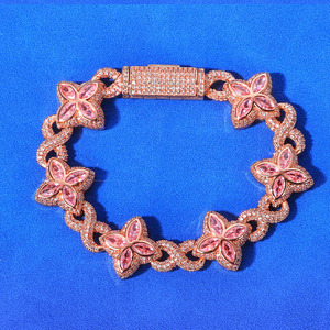 Collar de Cadena Cubana para Hombre, Diseño de Trébol de Cuatro Hojas, Brazalete de Zirconia con Eslabones en Forma de 8, Joyería de Lujo Estilo Europeo - Product Image 2