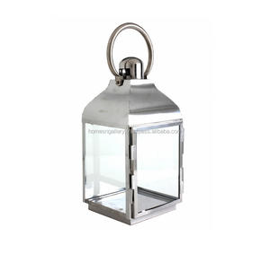 Linterna de vela de jardín de metal con forma trapezoidal, farol de metal con patrones coloridos - Product Image 6