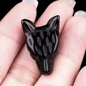 Prix d'usine Mini décoration d'intérieur Tête de <span class=keywords><strong>loup</strong></span> gravée Pierre œil de tigre sculptée Pierre semi-précieuse Artisanat Animal sculpté - Product Image 6