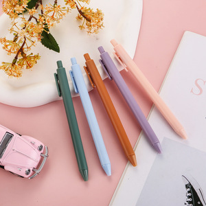 Morandi Macaron Gel Pen 0.5mm Press Type Plastic Shell Office <b>School</b> Writing Pen Mixed Colors - Product Image 4