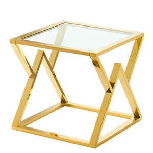 Tavolino Laterale di <span class=keywords><strong>Design</strong></span> Nordico, Lussuoso <span class=keywords><strong>Tavolo</strong></span> <span class=keywords><strong>Rotondo</strong></span>/Diamante in Metallo e <span class=keywords><strong>Vetro</strong></span> con Base Oro/Argento, Arredamento Interno - Product Image 1