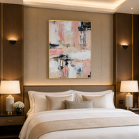 Peinture à l'huile abstraite peinte à la main, texture or rose blush, toile verticale, art mural de luxe pour restaurant, hôtel, cadeau