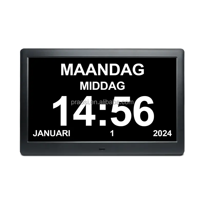 Pros desktop wall auto dimming memory loss dementia Alzheimer electric digital alarm clock day calendar clock 10inch for elderly