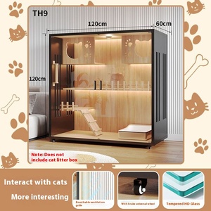 Casa moderna de madera para mascotas, cierre de botón de Metal de cristal, diseño cómodo estilo Villa para gatos, perros, uso en interiores, tamaño personalizado - Product Image 4