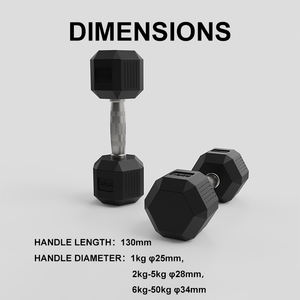 Haltères hexagonaux professionnels MDBuddy en caoutchouc, poids libres, haltères de fitness de style professionnel, ensembles de poids commerciaux - Product Image 4