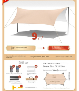 Tenda impermeabile in gomma nera attrezzatura da Picnic e da <span class=keywords><strong>campeggio</strong></span> all'aperto <span class=keywords><strong>con</strong></span> tenda a forma di pioggia a prova di sole tenda a farfalla pieghevole - Product Image 2