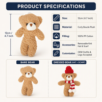 Porte-clés en peluche ours en peluche de Noël, jouet en peluche brodé doux, pendentif pour décoration de sac, cadeau de Noël pour enfants