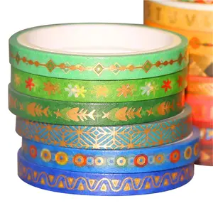 26 Rolls Indian Gold Foil Skinny Decorative Washi Tape Set For Scrapbooking