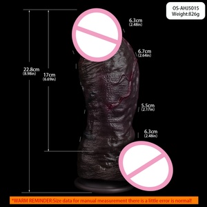 OS-AHJ5015 Black Duke 8.98-inch Thickened Silicone <b>Dildo</b> with Suction Cup for Women Realistic Experience - Product Image 6