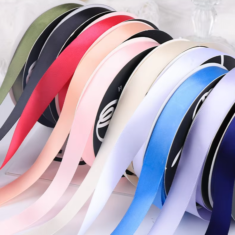 Shuangmian 2cm High Quality Luxury Warm Brown Polyester Waterproof Satin Ribbon Custom Decorative Valentine's Day Gift Wrapping