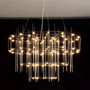 <span class=keywords><strong>Lampadari</strong></span> in Acciaio Inossidabile di Grande Dimensione per Illuminazione Calda, Ideali per Ville, Salotti e Hall di Hotel - Product Image 1