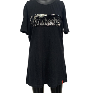 Maglietta di design con <span class=keywords><strong>paillettes</strong></span> lucenti reversibili di alta qualità cambio nero 2 vie <span class=keywords><strong>paillettes</strong></span> lettera camicie estive divertenti per le donne - Product Image 1