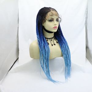 LINDALHAIR Box Peluca frontal con malla trenzada Peluca trenzada sin nudos Ombre Azul oscuro y Pastel Azul cielo - Product Image 3