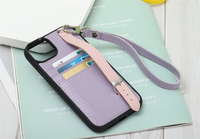 Penutup Casing Ponsel Kulit Merek Mewah Kustom Terbaru dengan Slot Kartu Kredit Pemegang Tali Selempang untuk Iphone 14 Pro Max