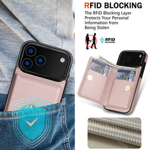 <span class=keywords><strong>Funda</strong></span> de Teléfono de Lujo Retro de Cuero PU con Anillo para <span class=keywords><strong>iPhone</strong></span> 17 Air 16 15 14 13 12 11 Pro Max, Cartera con Bloqueo RFID, <span class=keywords><strong>Funda</strong></span> Protectora para Móvil - Product Image 3
