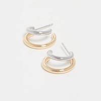 LOZRUNVE Joyería de Moda Personalizada, Pendientes de Aro Doble con Doble Baño de Color, Tendencia 2014