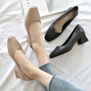Scarpe da Ufficio da Donna con Tacco Medio e Punta Quadrata, Stile Francese, Colore Nude, Suola in Gomma, Tinta Unita, Primavera-Autunno - Product Image 5