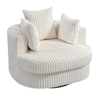 Corduroy ultra-doux 360 °   Fauteuil pivotant avec 3 grands coussins décoratifs, fermetures éclair cachées, poufs surdimensionnés, canapés modernes pour salon
