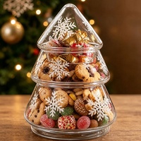 Kerstboom Glazen Snoepvaas Hoge Borosilicaatglas Koekjespot Sneeuwvlok Voedselcontainer voor Noten Snacks Gedroogd Fruit Decoratie
