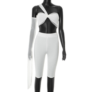 Ghy6198 <span class=keywords><strong>2025</strong></span> Bán Buôn <span class=keywords><strong>Hot</strong></span> Sexy Mùa Hè Hai Mảnh Của Người Phụ Nữ Lưới Quần Áo Bộ Phong Cách Giản Dị Chiều Dài Ngắn Tops Rắn Đan - Product Image 5