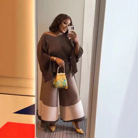 À la mode Miyaki ensemble élégant haut à manches chauve-souris et dégradé jupe ensemble deux pièces ensemble femmes vêtements automne tenues pour femmes