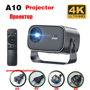 מקרן A10 חוצה גבולות, קטן, HD 1080P, ביתי, חכם, נייד, תלת מימד, מובנה, 200 ANSI לומן, CRT - Product Image 2
