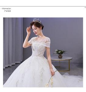 Temperamento una línea hombro vestido <span class=keywords><strong>de</strong></span> <span class=keywords><strong>novia</strong></span> 2024 primavera nueva <span class=keywords><strong>novia</strong></span> cintura cerrada arrastre <span class=keywords><strong>de</strong></span> gran tamaño embarazada moda chica principal - Product Image 4
