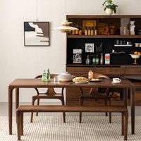 Table à manger rectangulaire en noyer noir brésilien massif, style moderne du milieu du siècle, table de cuisine minimaliste moderne, bureau à domicile