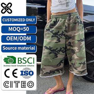 Custom Streetwear French Terry Men 3/4 Long <strong>Shorts</strong> Baggy Cotton <strong>CAMO</strong> Sweat <strong>Shorts</strong> - Product Image 1
