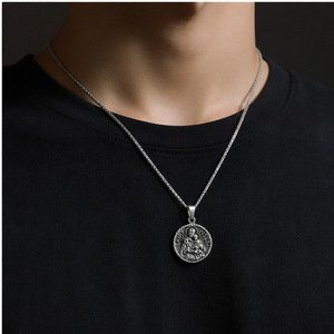 Yunnique – collier avec pendentif Saint Joseph en acier inoxydable pour hommes, bijoux religieux, cadeau - Product Image 4