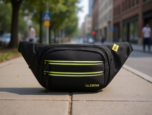 Borsa da uomo a quattro tasche in nylon a forma di barile con chiusura a cerniera per la vita quotidiana - Product Image 2