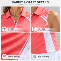 Haut de tennis sans manches personnalisé pour femme, séchage rapide, col zippé, respirant, avec empiècements en mesh, idéal pour les entraînements et les matchs de tennis