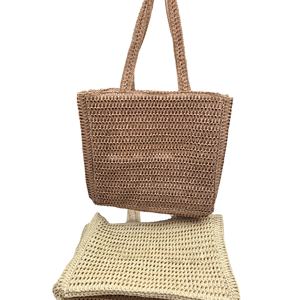 Bolso de Paja Bordado Personalizado HKZB para Mujer, Bolso Tote Cuadrado Tejido de Gran Capacidad, Perfecto para Vacaciones en la Playa - Product Image 5