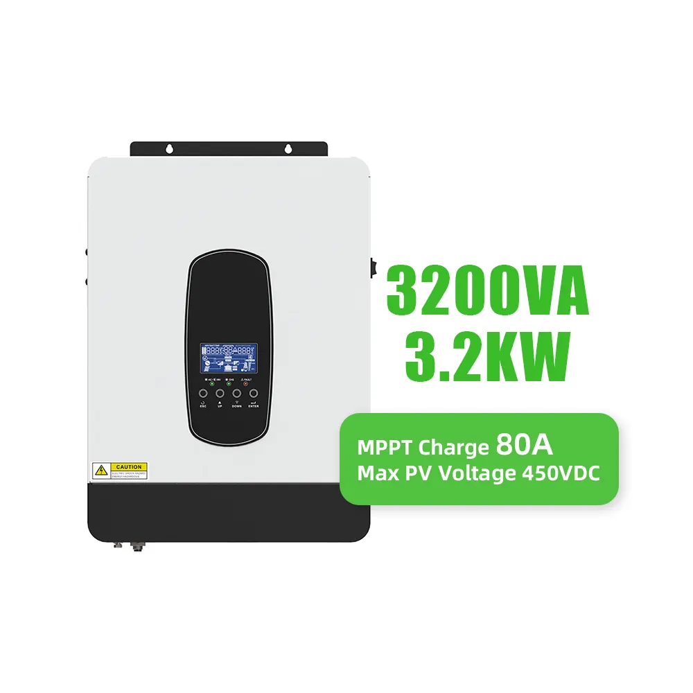 ग्रिड सौर इन्वर्टर 3kva mppt 450vdc pv आउटपुट 230v 24v mppt 80a ऑफ ग्रिड टाई हाइब्रिड सौर इन्वर्टर 3000w