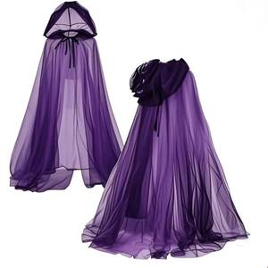 Halloween Dark Witch Hooded Cloak Long Mesh Cape Gothic Cosplay Costume Women Stage Performance Outfit - Product Image 6