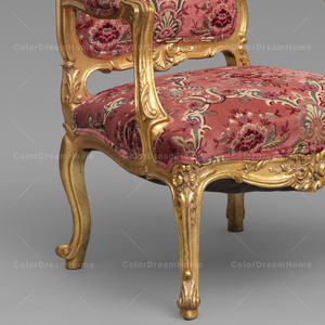 Fauteuils au design de luxe de style européen Fauteuil vintage français Ensemble de chaises royales dorées et rouges - Product Image 6