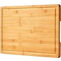 Planche à découper en bambou biologique premium avec rainure profonde pour les jus, extra large, durable, pour la préparation de la viande en cuisine