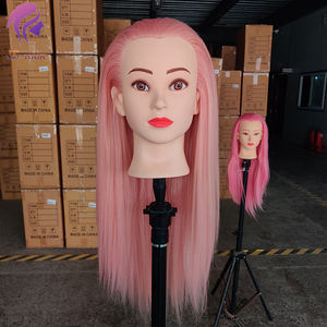 Tête de mannequin d'entraînement de haute qualité, cheveux longs roses, blonds et bruns, pour la <span class=keywords><strong>coiffure</strong></span>, tresses hollandaises, françaises et queue de poisson - Product Image 1