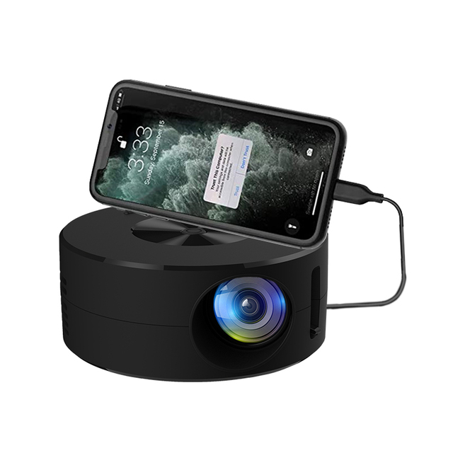 YT200 Black Portable LCD LED Mini Projector for Home Use 13 Ansi Lumens Remote Mobile Phone Connectivity Same Screen Palm Mini