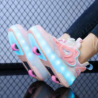 Nouvelles Chaussures de Sport Déformables à 2 Roues pour Enfants, Garçons et Filles, Style Parkour, en Caoutchouc et Peau de Mouton