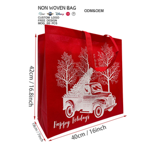 Bolsa de Mano Personalizada de Fábrica, Capacidad Media, Moderna, Roja, de Tela No Tejida, con Diseño Navideño para el Día de Navidad - Product Image 1