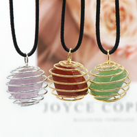 Collier Pendentif en Cristal Naturel, Fil de Cuivre Enroulé, Agate Rouge, Quartz Rose, Guérison, Porte-Bonheur, Vente en Gros