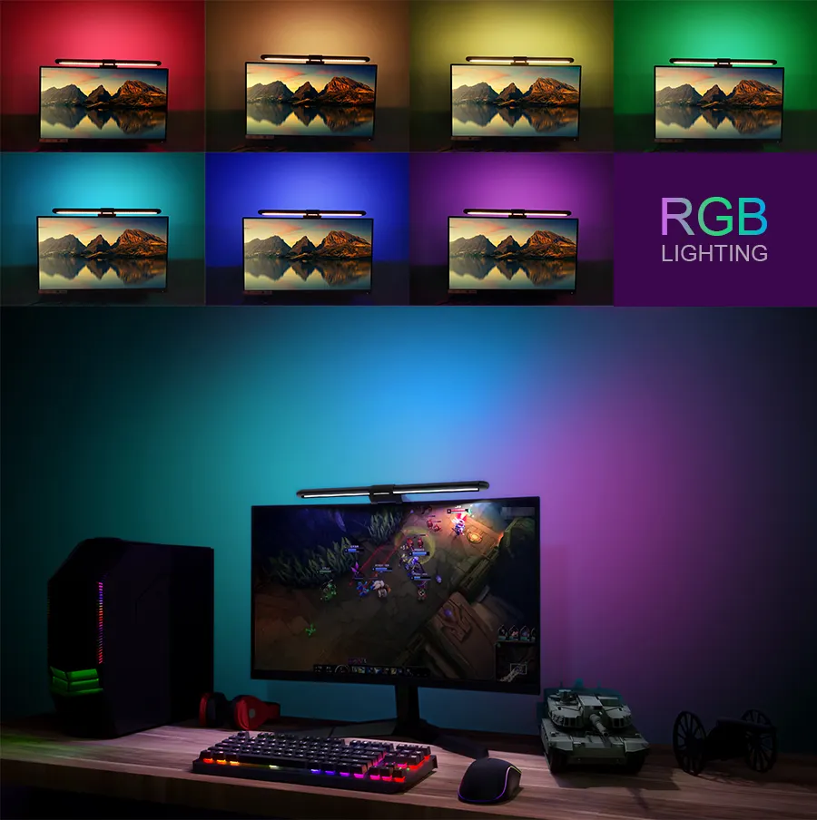 Bandary 2022 New Portable Computer Screen Hanging Light PC Gaming LED Ambient Light Monitor Light Bar RGB