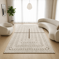 Luxuriöser Zeitgenössischer Art Deco Handgefertigter Rechteckiger Teppich Moderner Wohnzimmer Elfenbeinweißer Handgetufteter Wollteppich