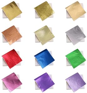 Hojas doradas metálicas para manualidades, papel <span class=keywords><strong>de</strong></span> hoja <span class=keywords><strong>de</strong></span> imitación, dorado, plateado, rosa, hoja <span class=keywords><strong>de</strong></span> aluminio para uñas DIY - Product Image 2