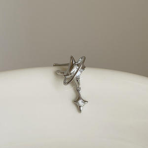 ต่างหูพลอยเทียมรูปดาวสำหรับผู้หญิงต่างหูทองแดงดีไซน์ใหม่เครื่องประดับอินเทรนด์ - Product Image 4